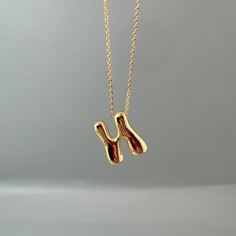 Red Enamel Initial W Necklace