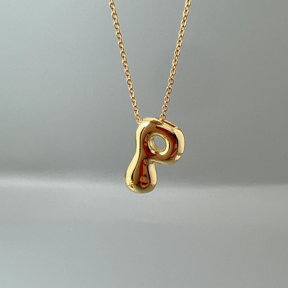 Red Enamel Initial W Necklace