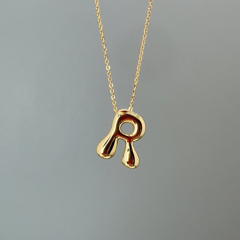 Red Enamel Initial W Necklace