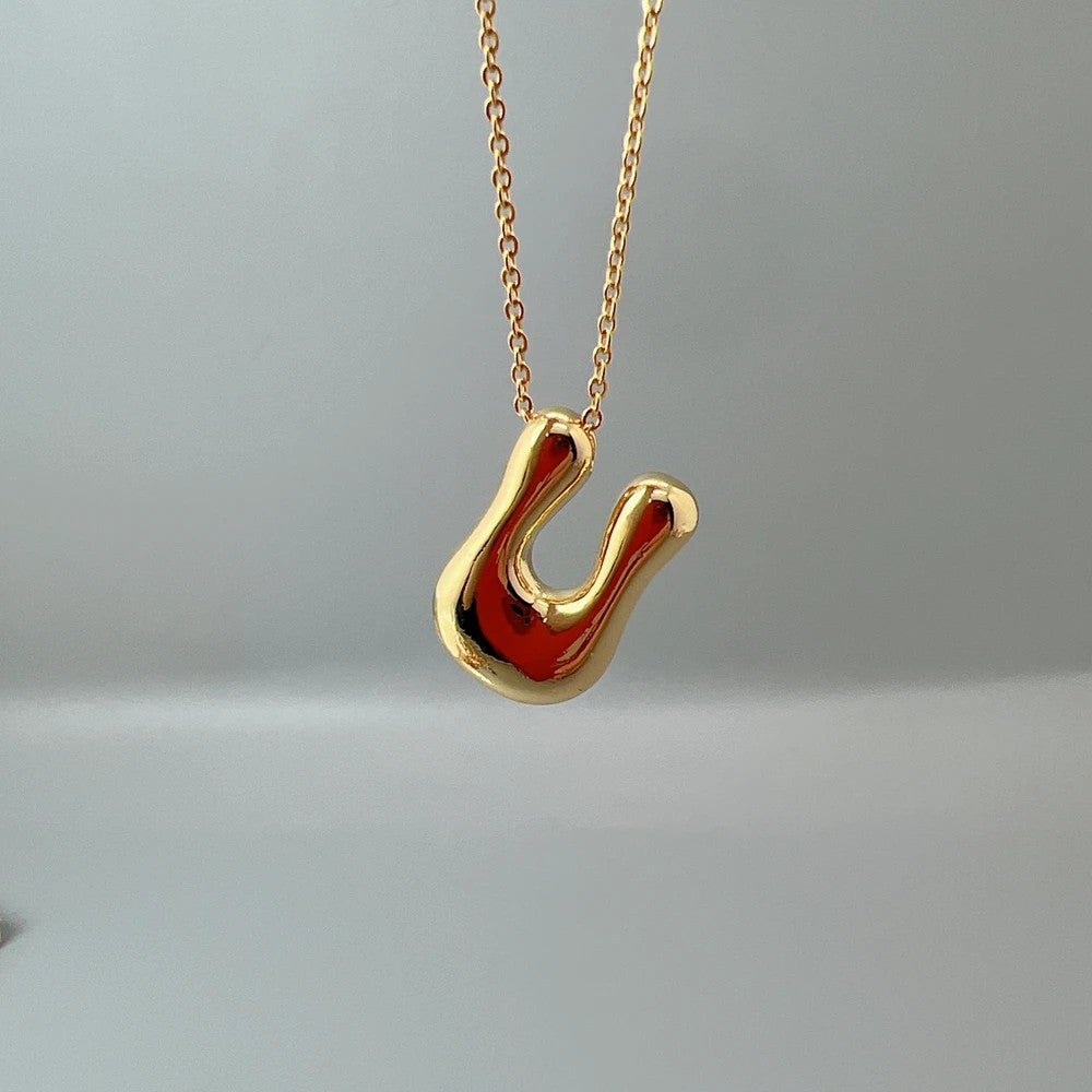 Red Enamel Initial W Necklace