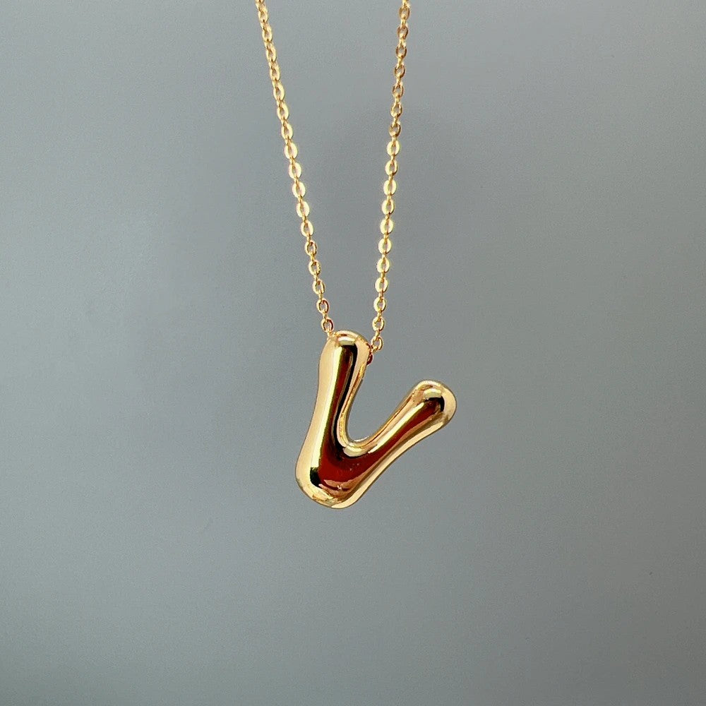 Red Enamel Initial W Necklace