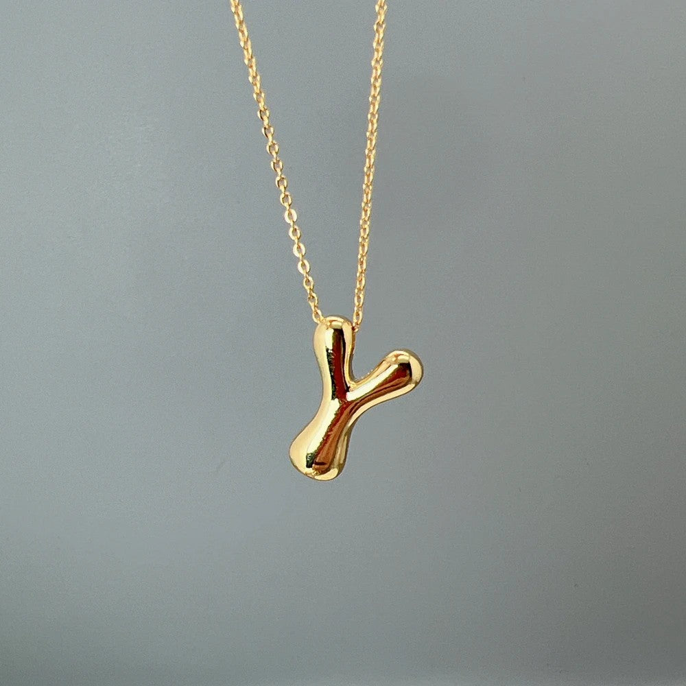 Red Enamel Initial W Necklace