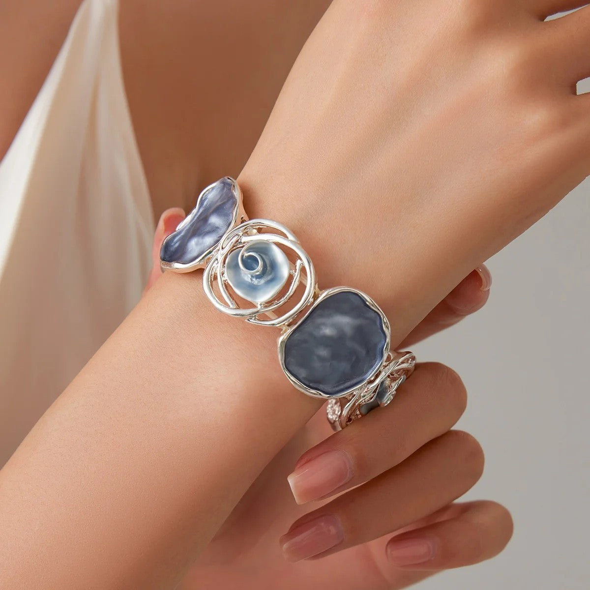 Colorful Enamel Rose Bracelet