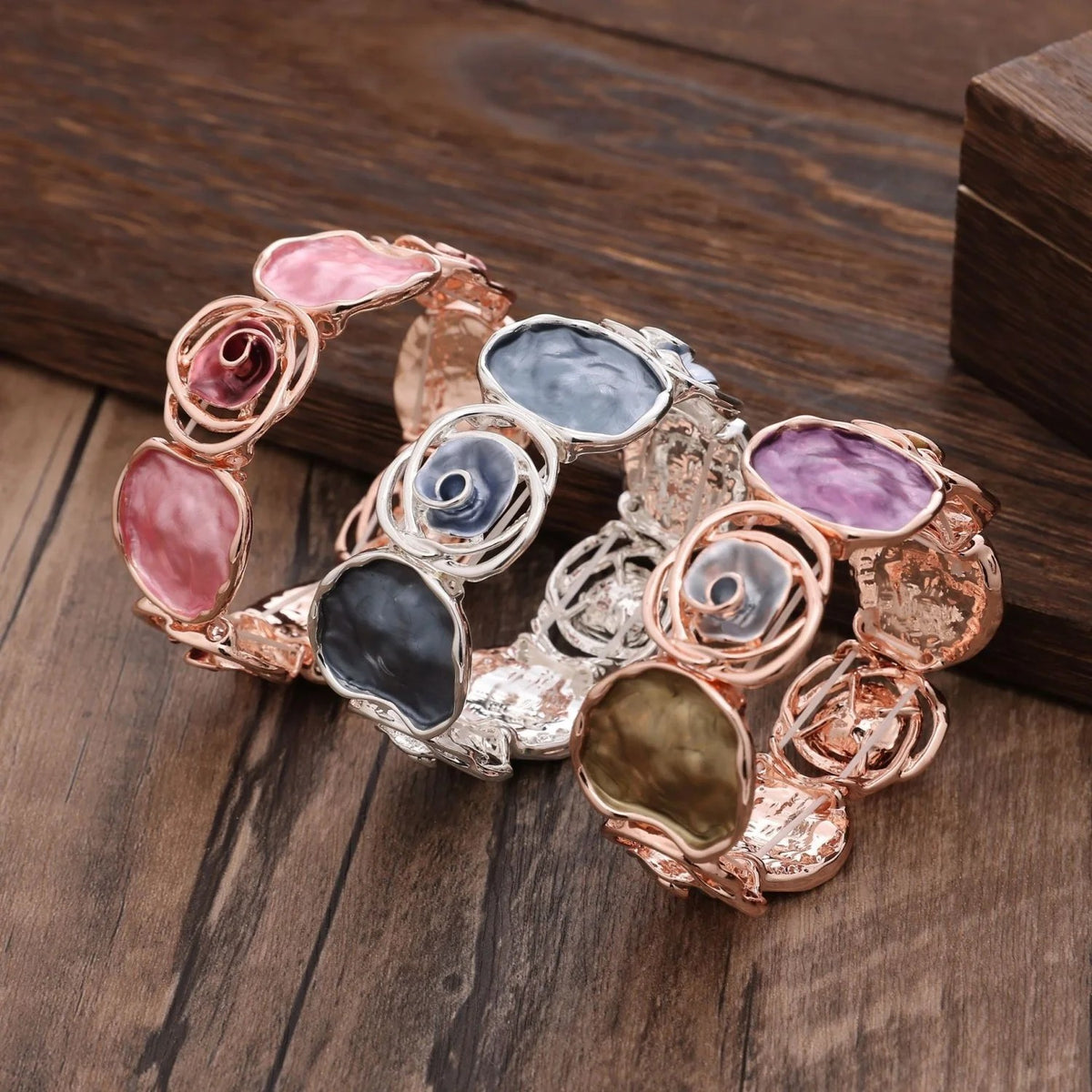 Colorful Enamel Rose Bracelet