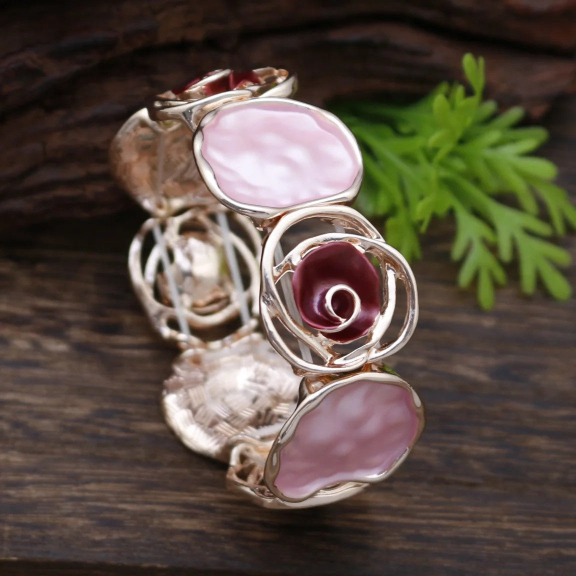 Colorful Enamel Rose Bracelet