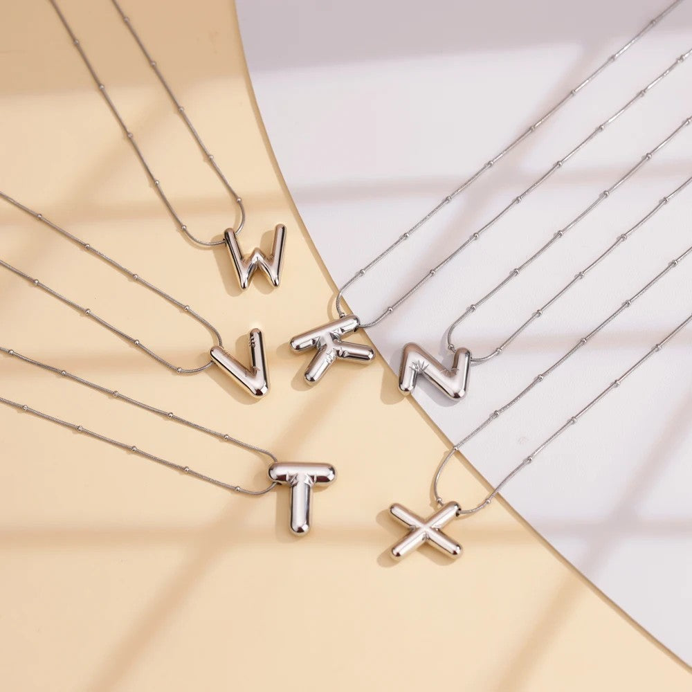 Puffy Alphabet Initial Necklace