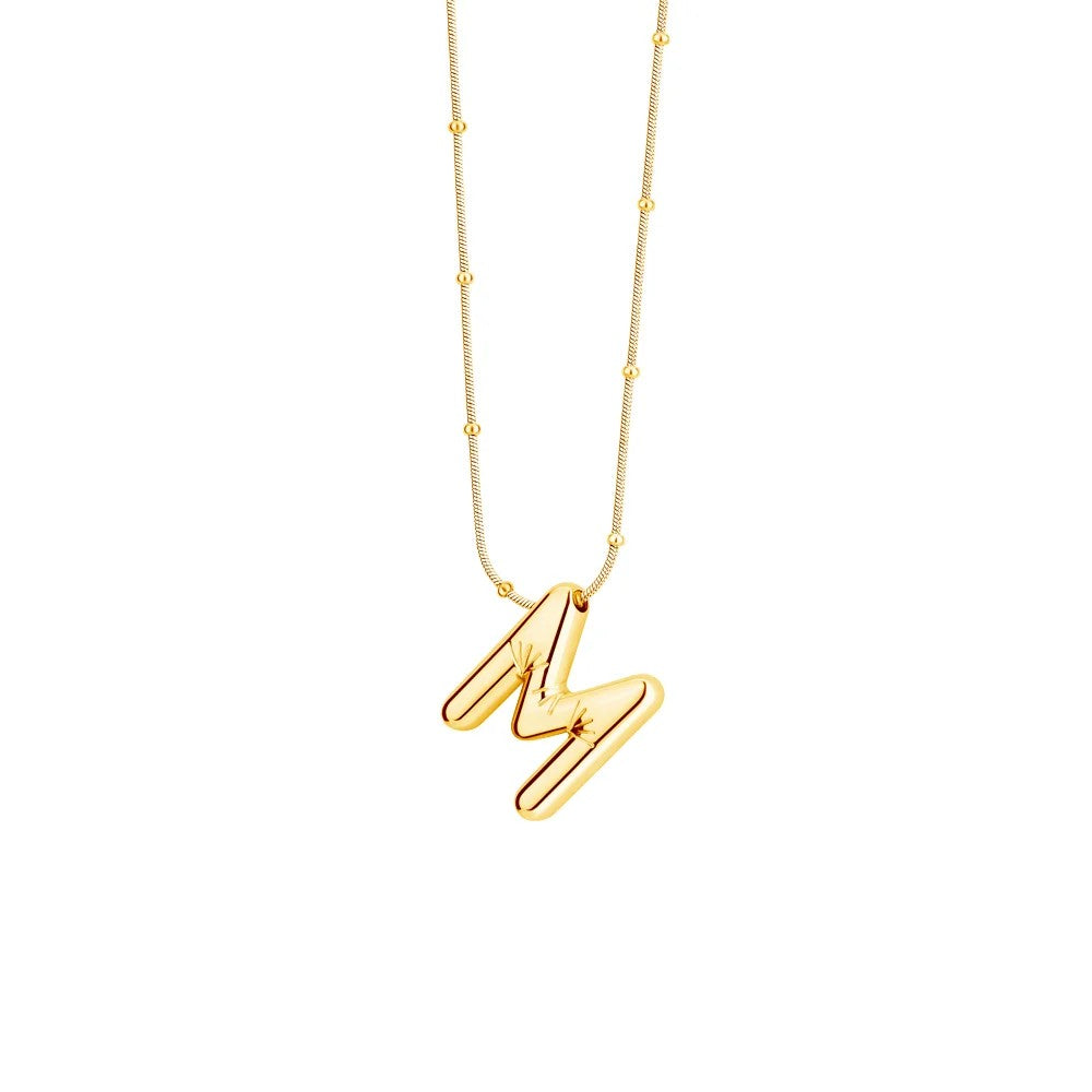 Puffy Alphabet Initial Necklace