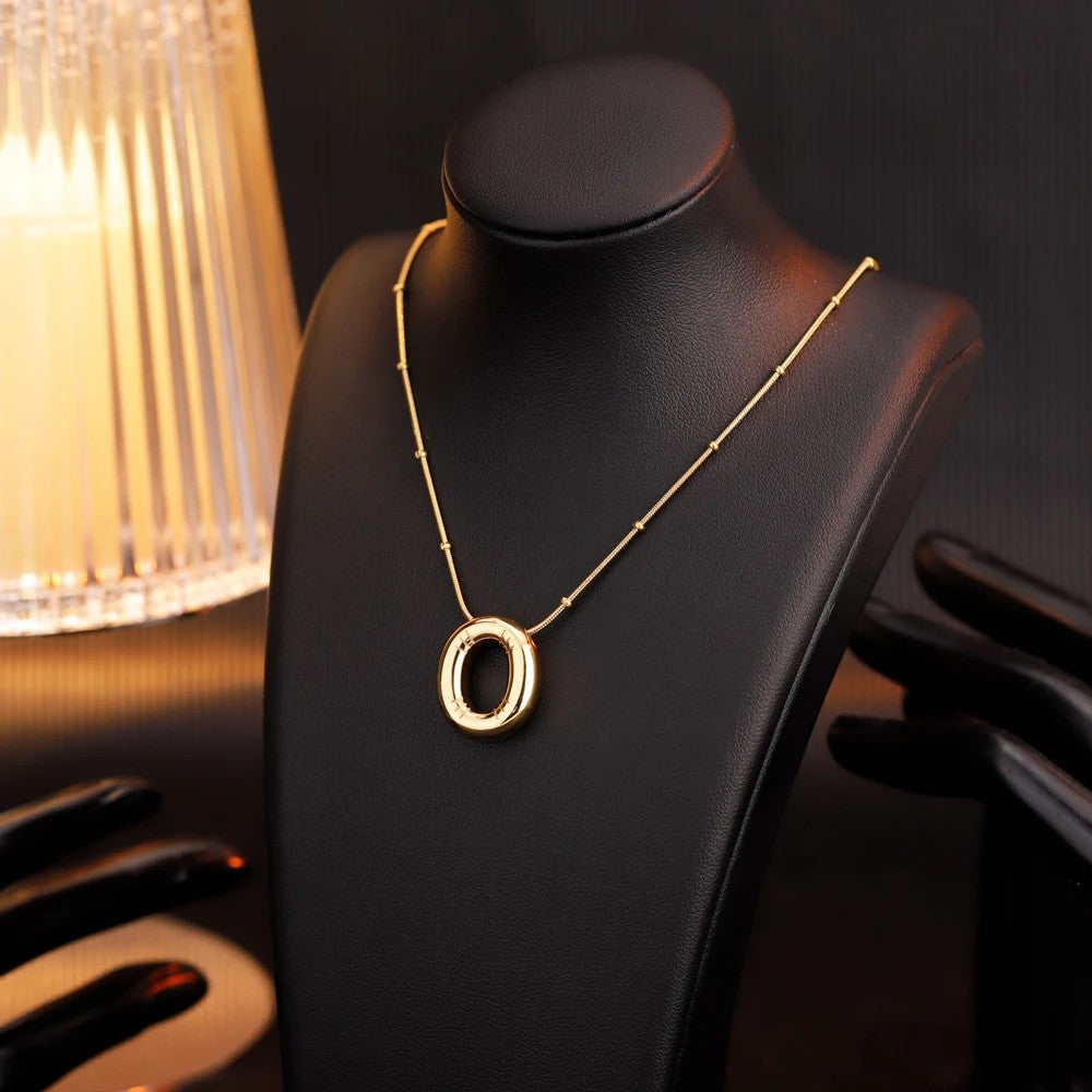 Puffy Alphabet Initial Necklace