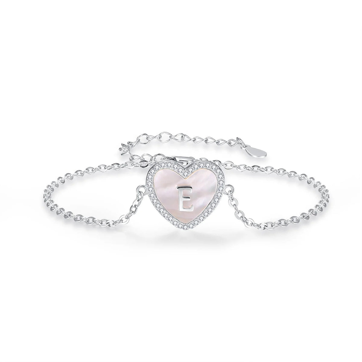 Mother-Of-Pearl Initial Heart Bracelet