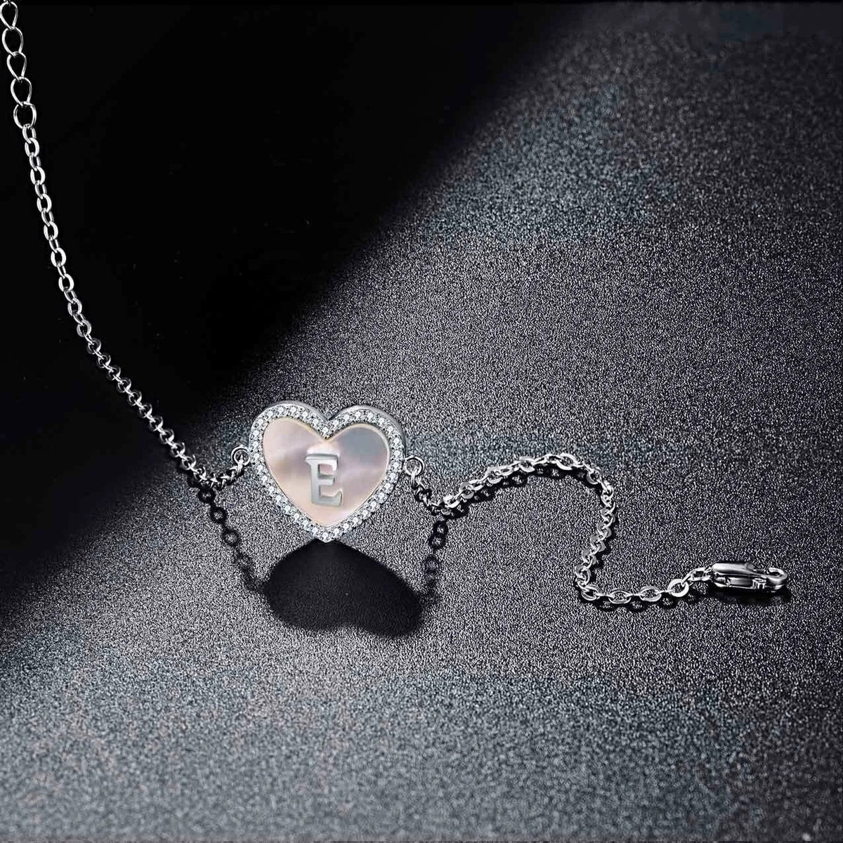 Mother-Of-Pearl Initial Heart Bracelet