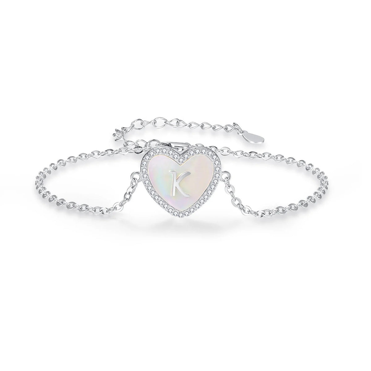 Mother-Of-Pearl Initial Heart Bracelet