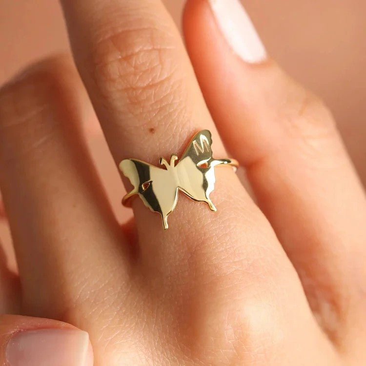 Personalized Initial Butterfly Ring