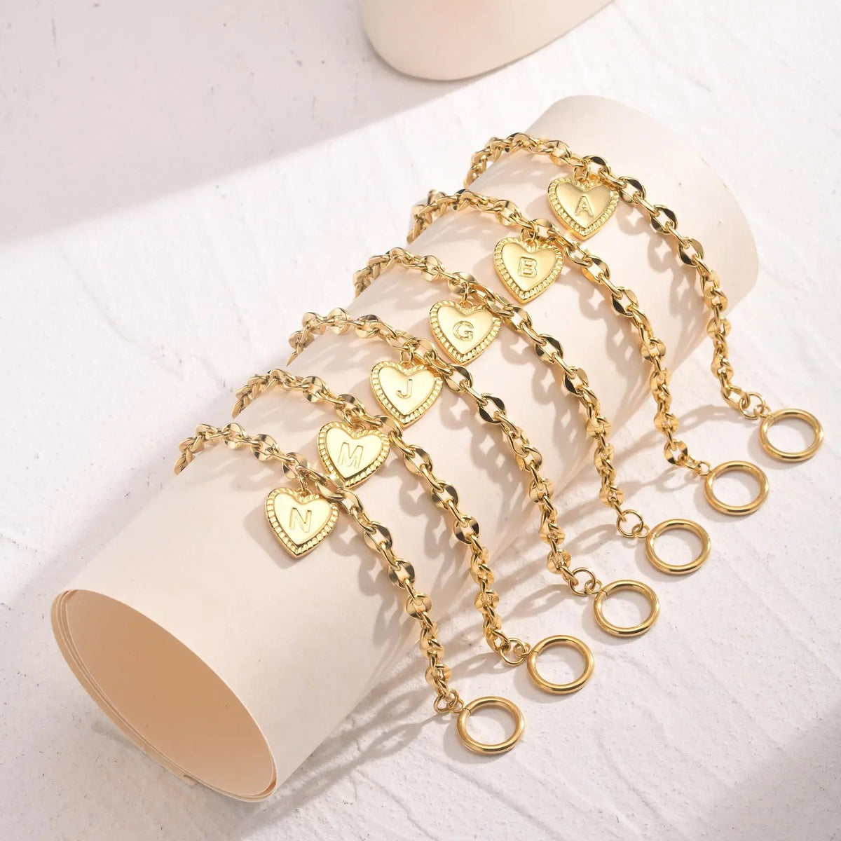 Initial Heart Link Bracelet