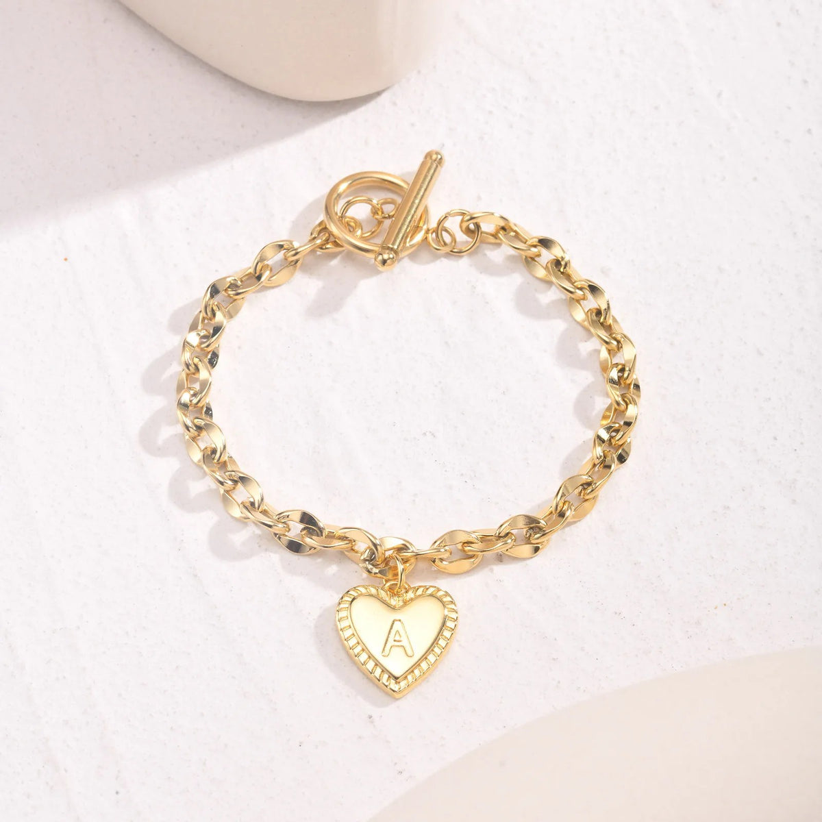 Initial Heart Link Bracelet