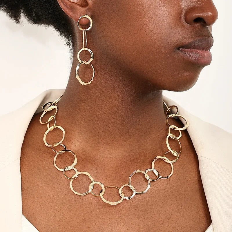 Irregular Circle Necklace & Earring Set