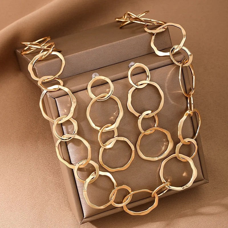 Irregular Circle Necklace & Earring Set
