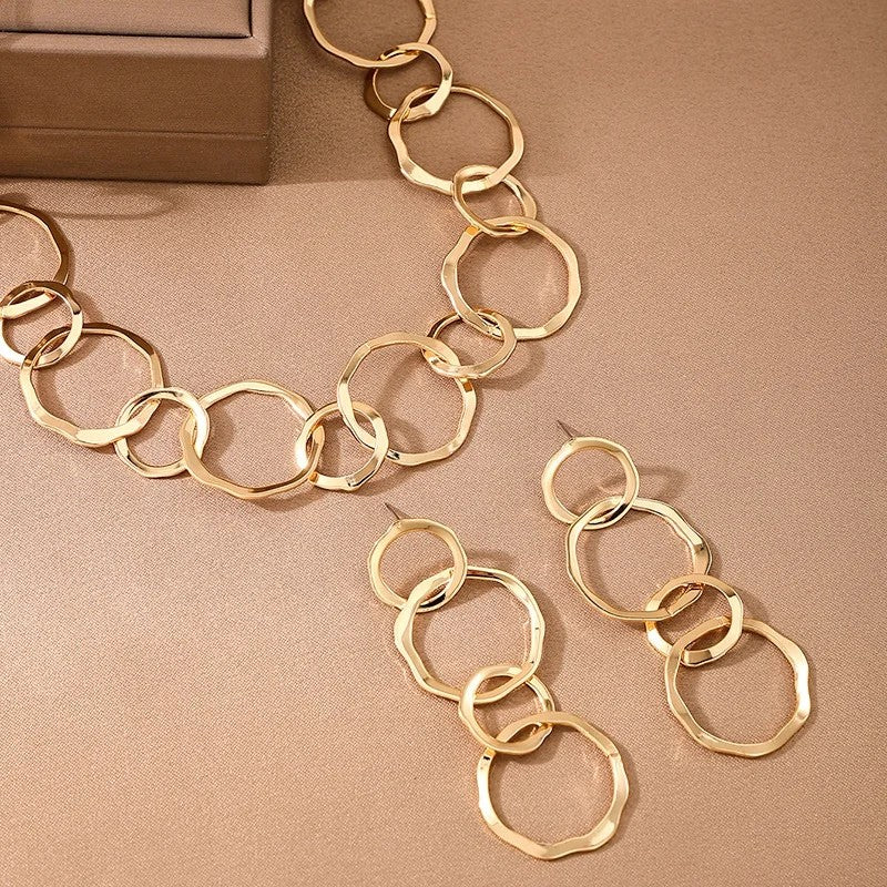 Irregular Circle Necklace & Earring Set