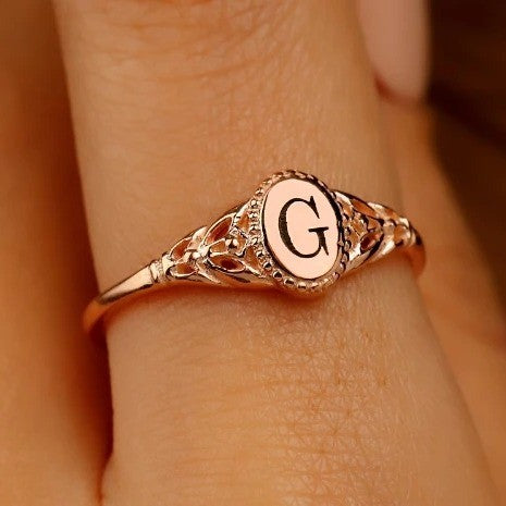 Initial Oval Signet Ring