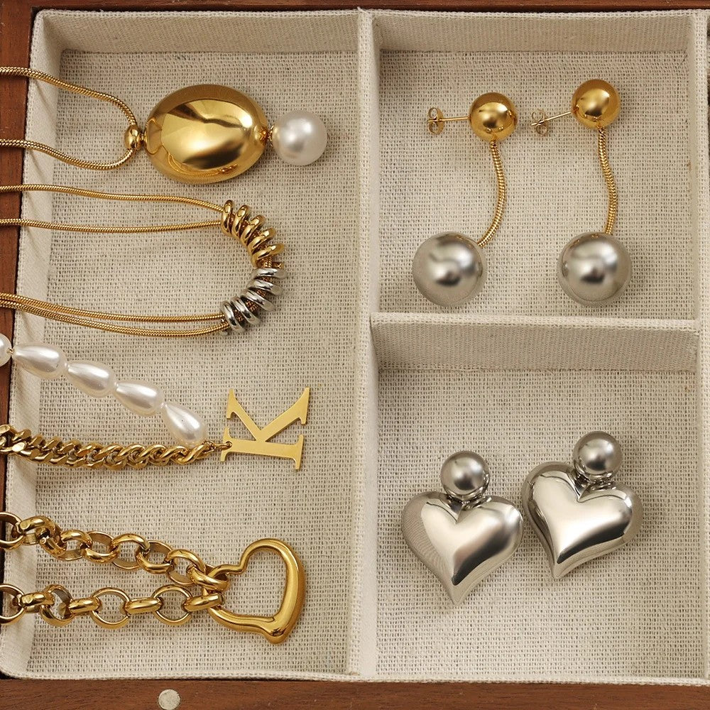 Half Pearl Half Chain Initial Necklace