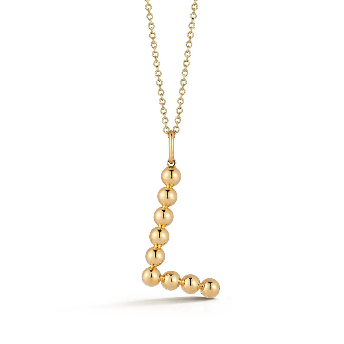 Gold Bead Initial Necklace