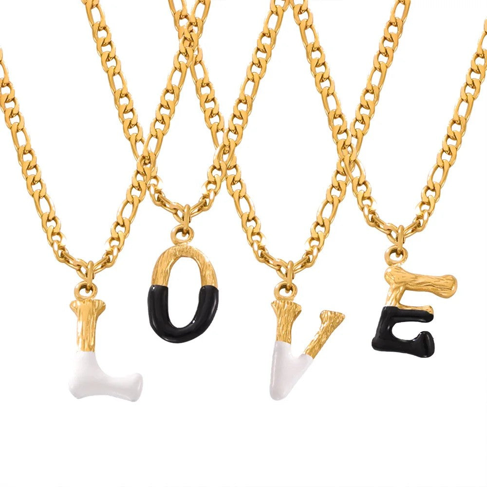 Two-Tone Letter Pendant Necklace