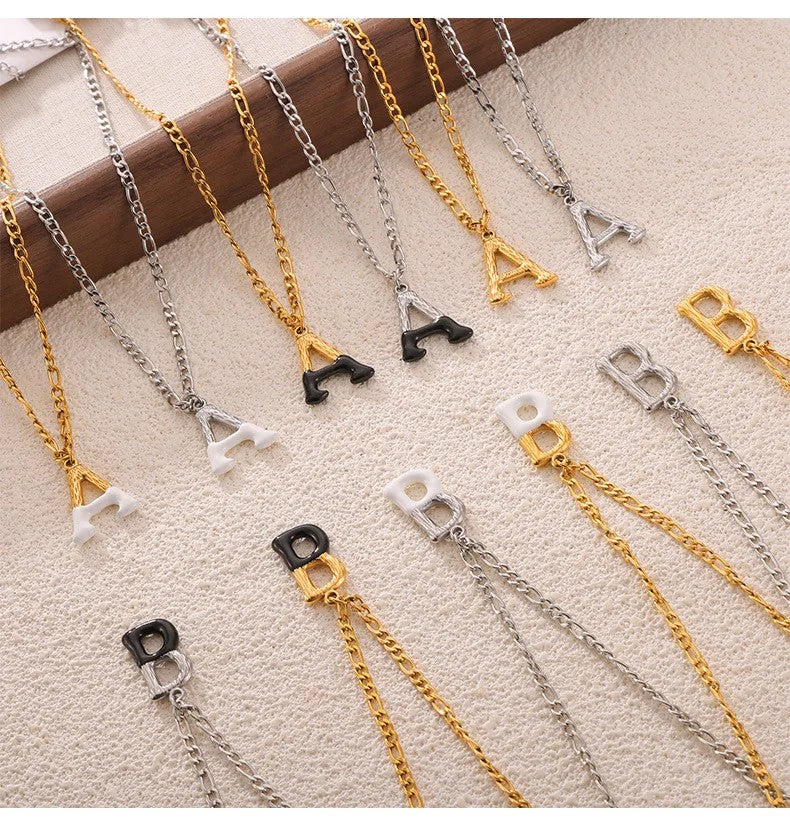 Two-Tone Letter Pendant Necklace