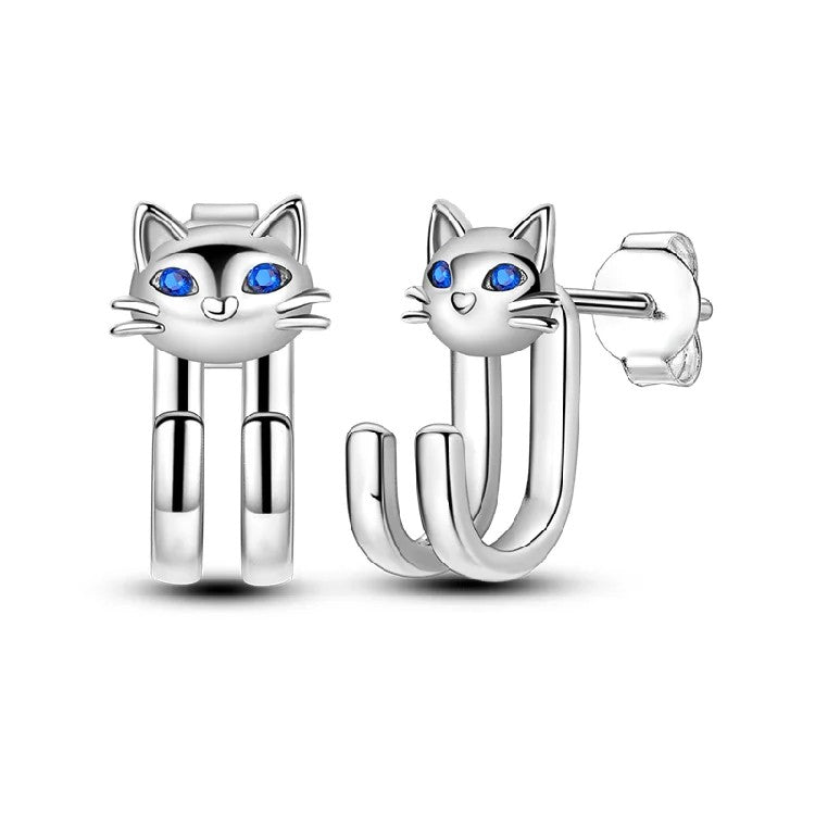 Blue Eye Cat Stud Earrings