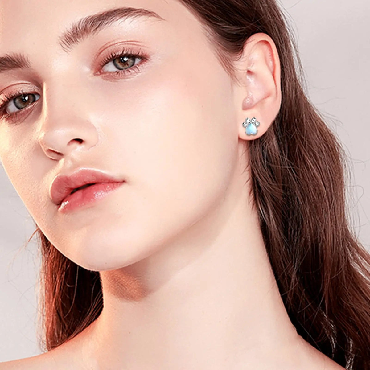 Moonstone Paw Stud Earrings