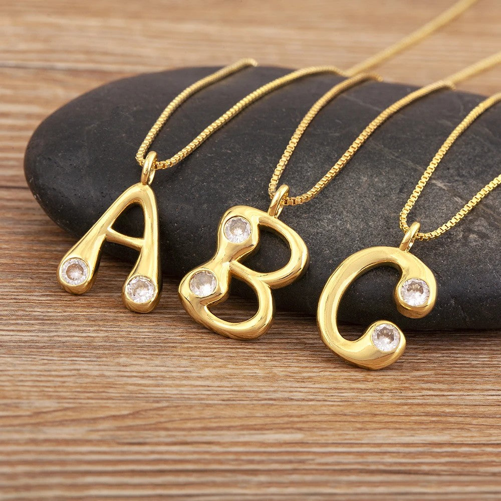 Crystal Bubble Initial Necklace