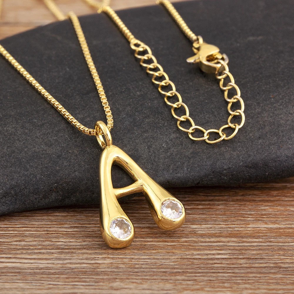 Crystal Bubble Initial Necklace