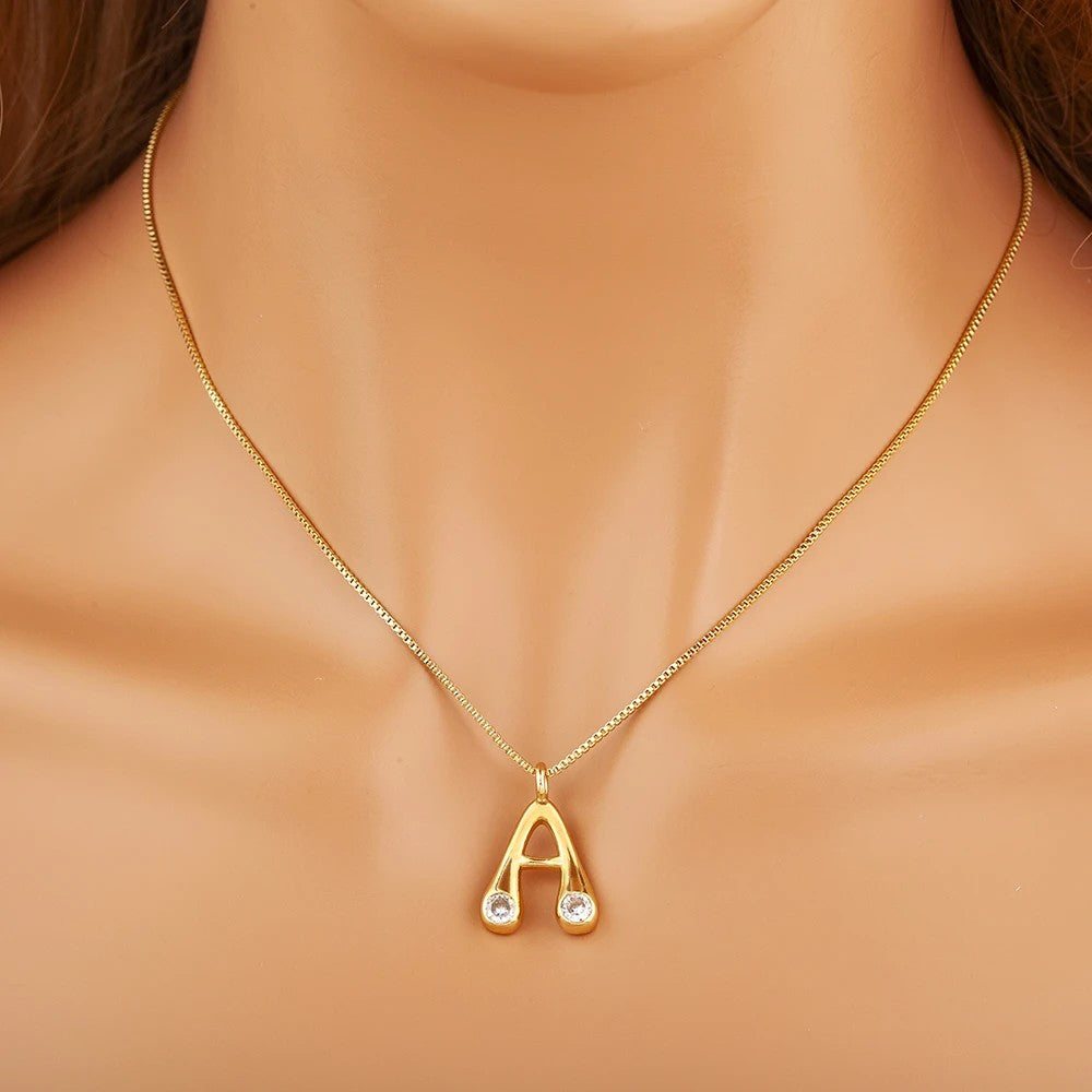 Crystal Bubble Initial Necklace