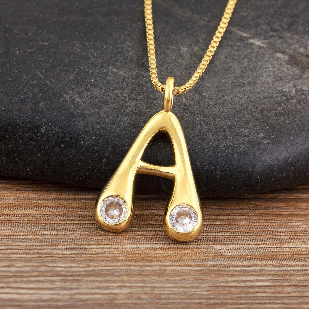 Crystal Bubble Initial Necklace