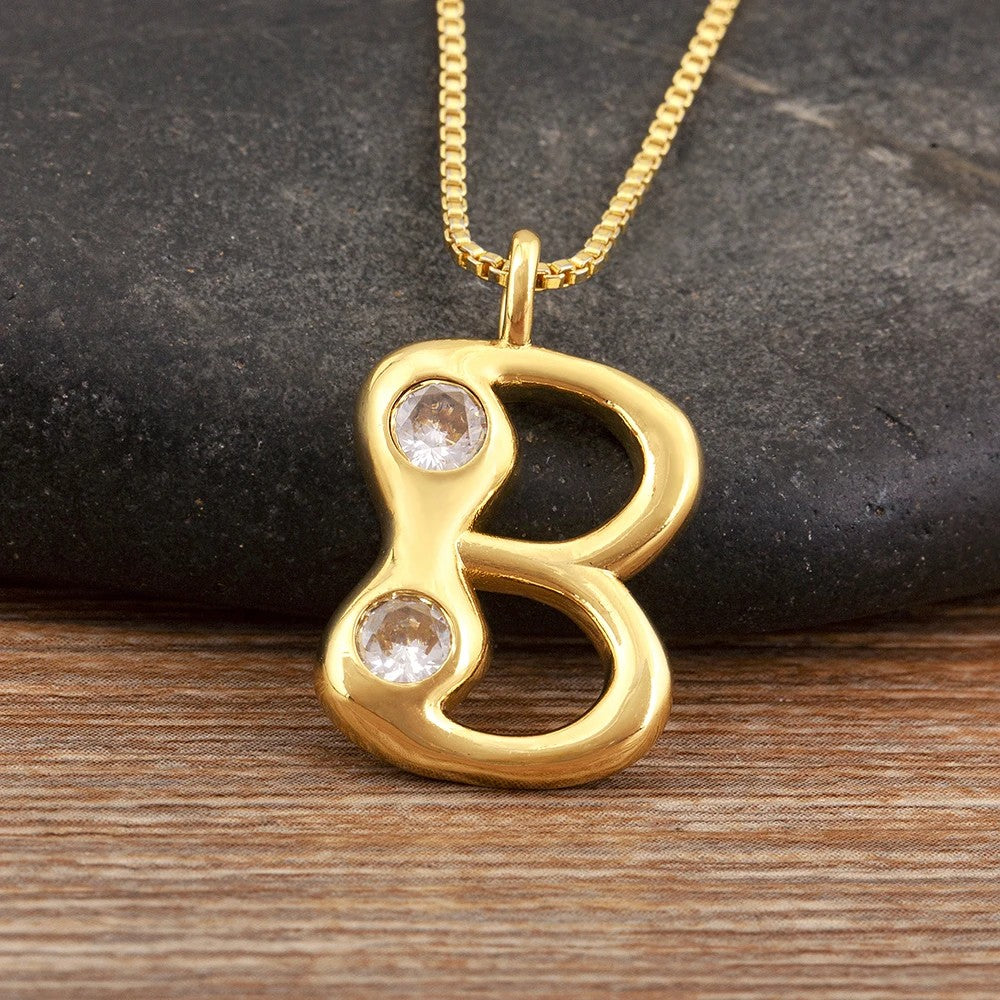 Crystal Bubble Initial Necklace