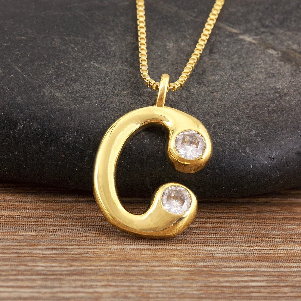 Crystal Bubble Initial Necklace
