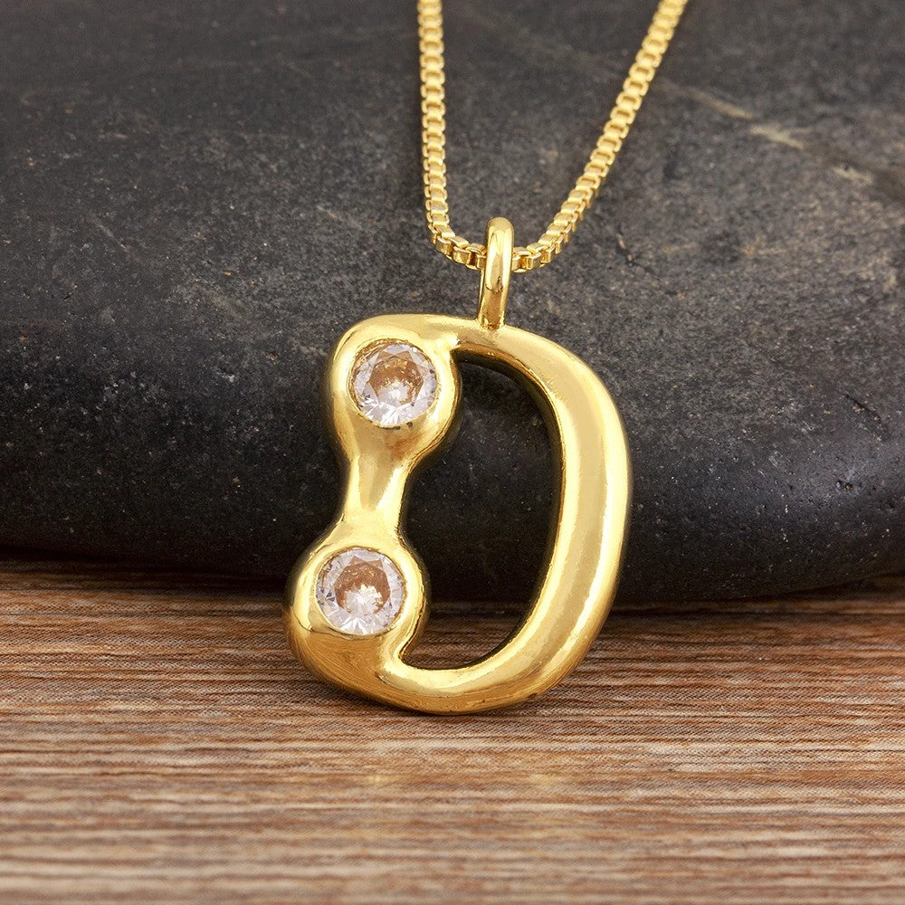 Crystal Bubble Initial Necklace