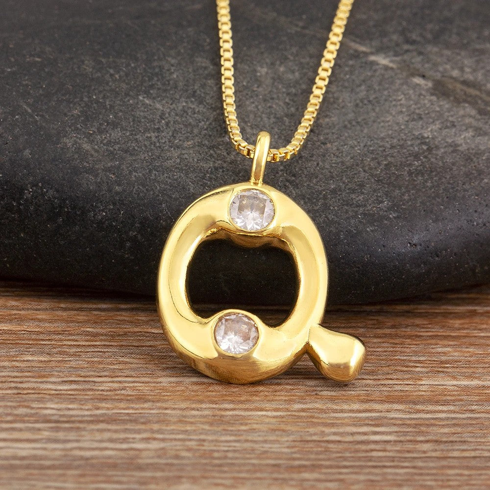Crystal Bubble Initial Necklace