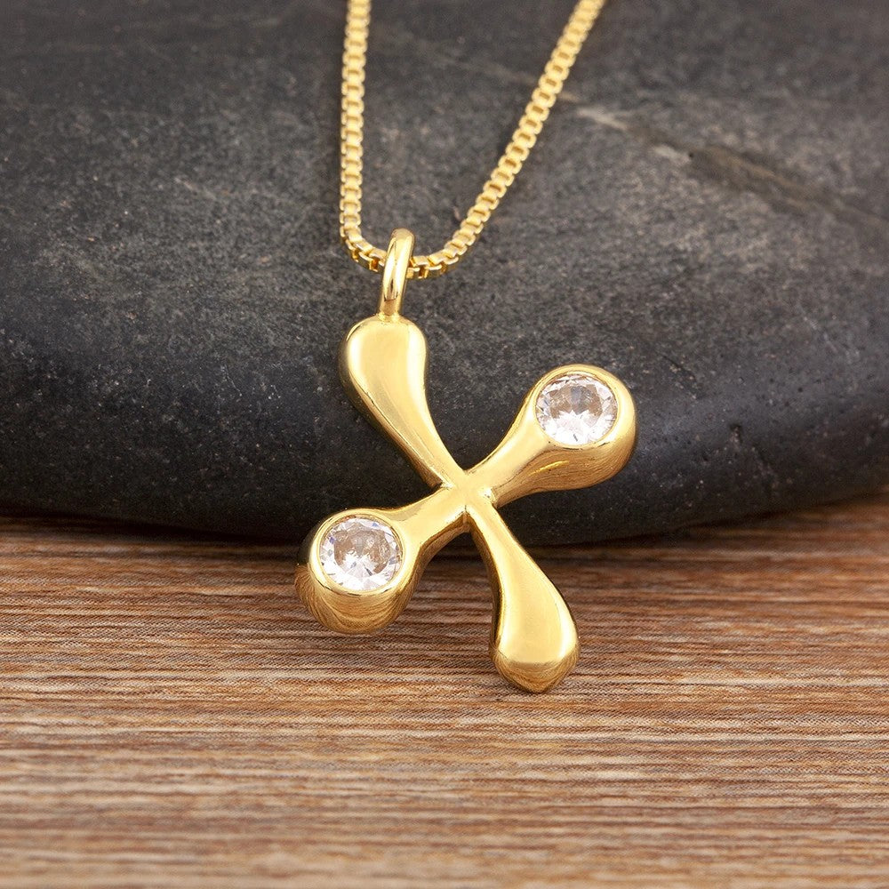 Crystal Bubble Initial Necklace