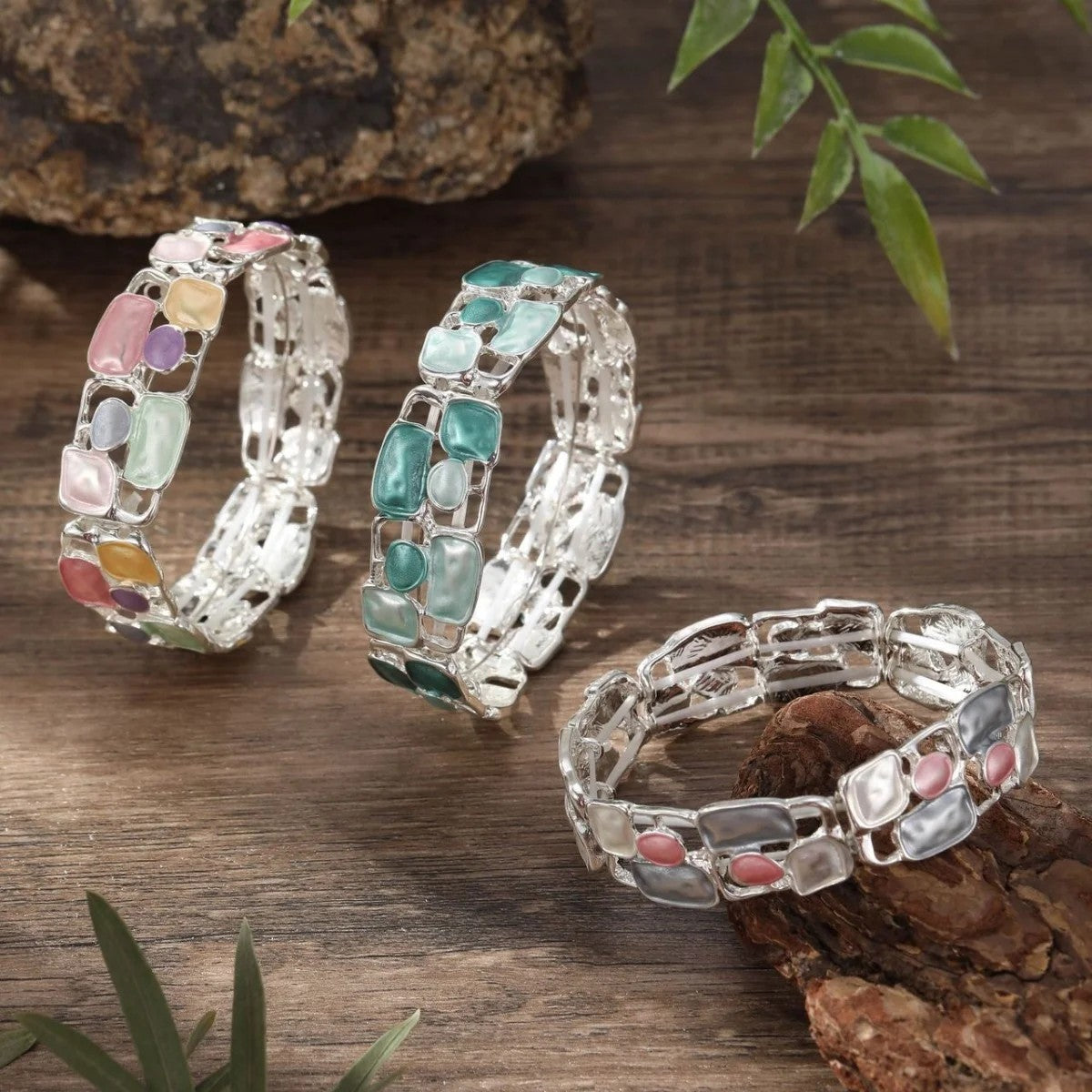 Colorful Geometric Bangle Bracelet