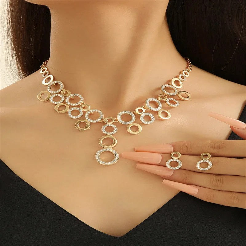 Crystal Circle Necklace & Earring Set