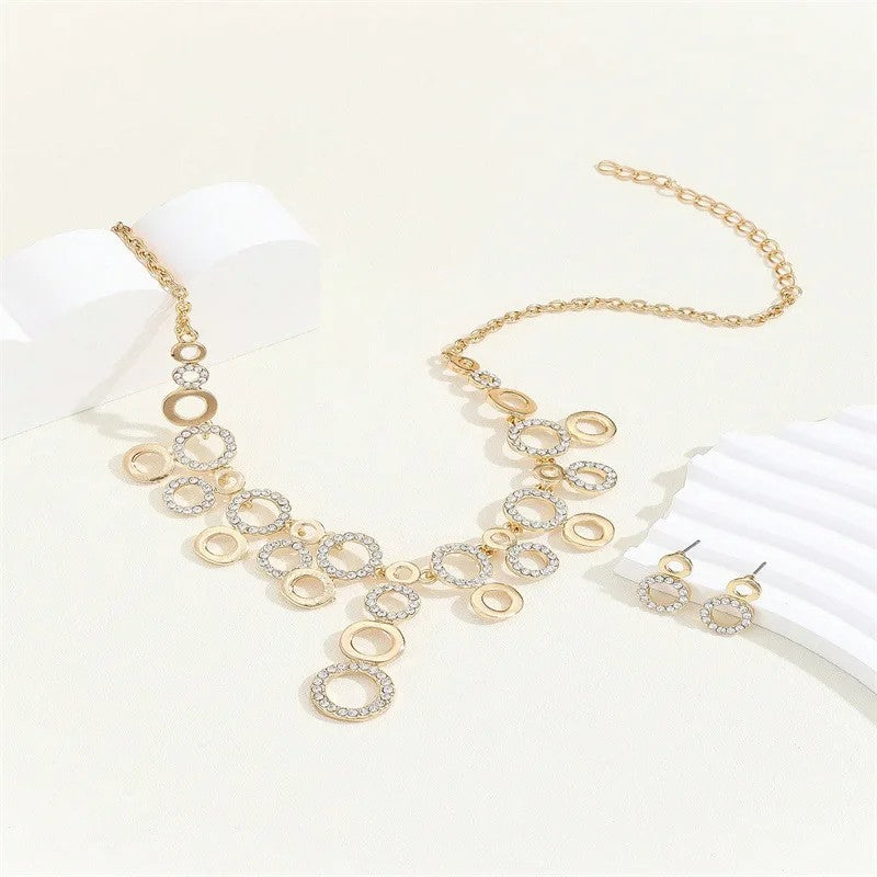 Crystal Circle Necklace & Earring Set