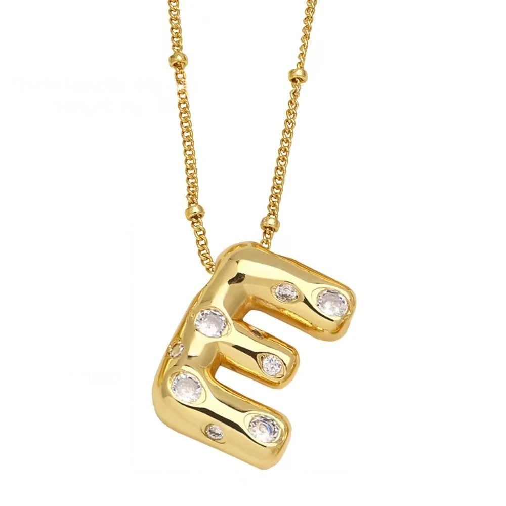 Crystal Puffy Letter Beaded Necklace