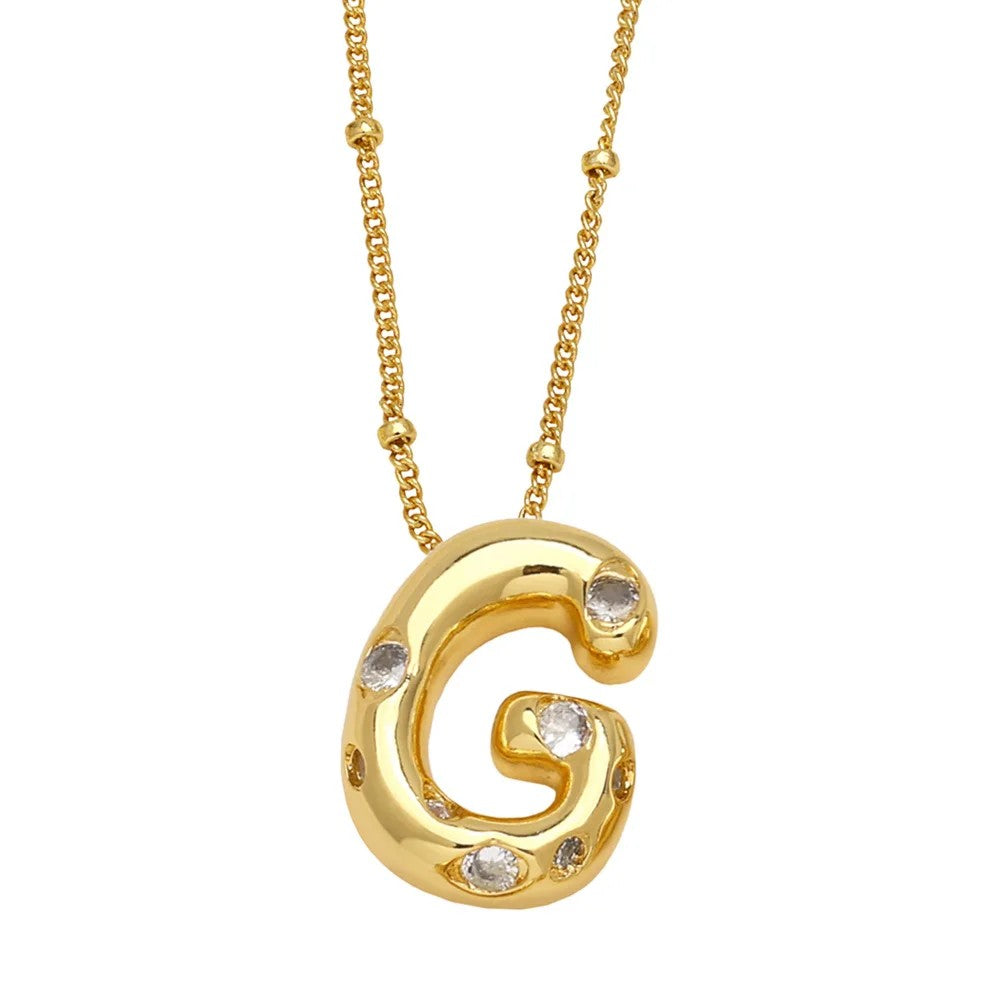 Crystal Puffy Letter Beaded Necklace