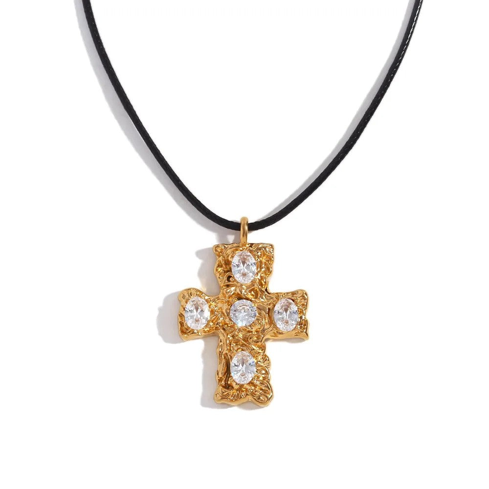 White Crystal Cross Necklace
