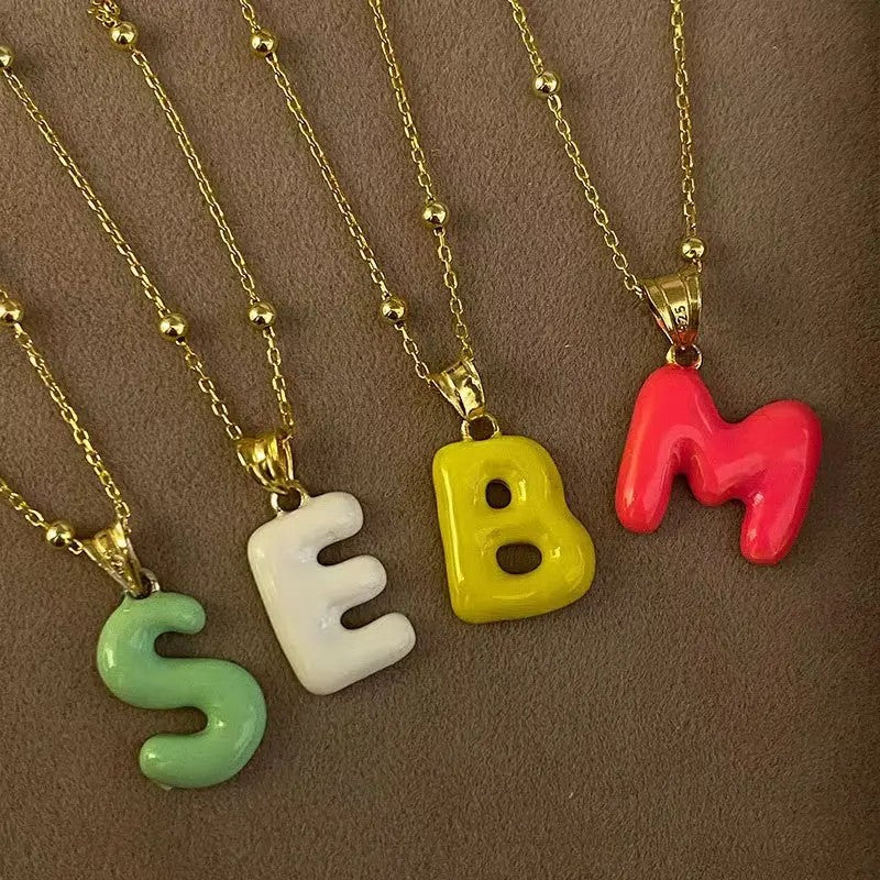 Colorful Block Initial Layered Necklace