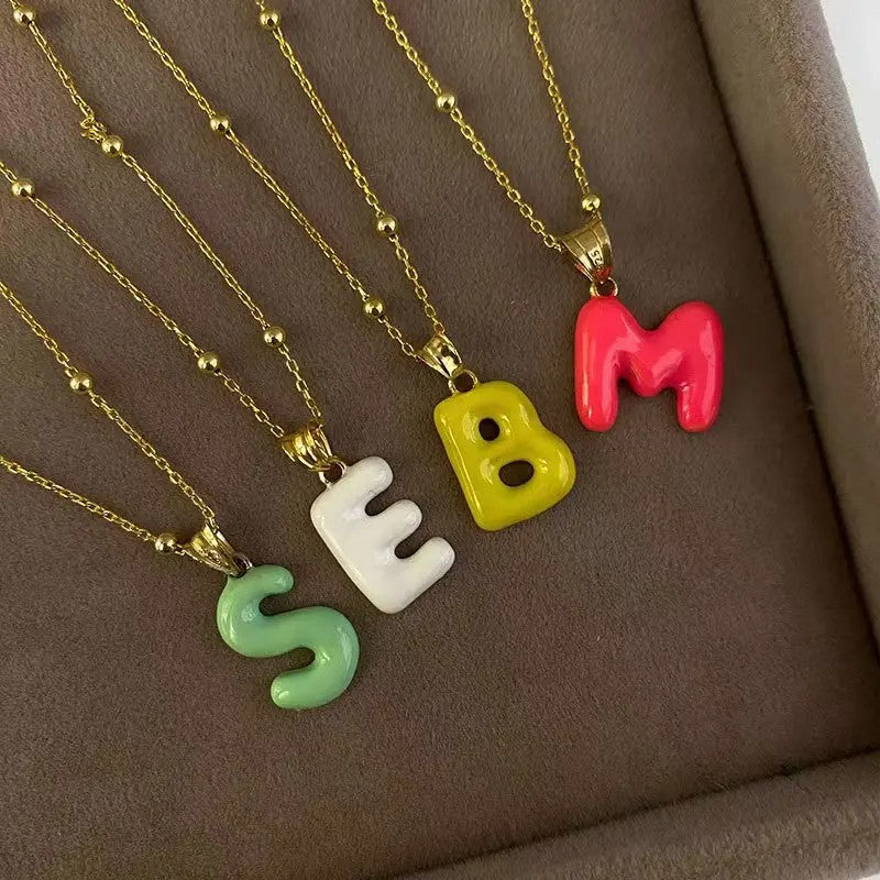Colorful Block Initial Layered Necklace