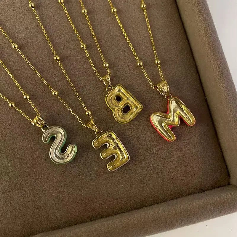 Colorful Block Initial Layered Necklace
