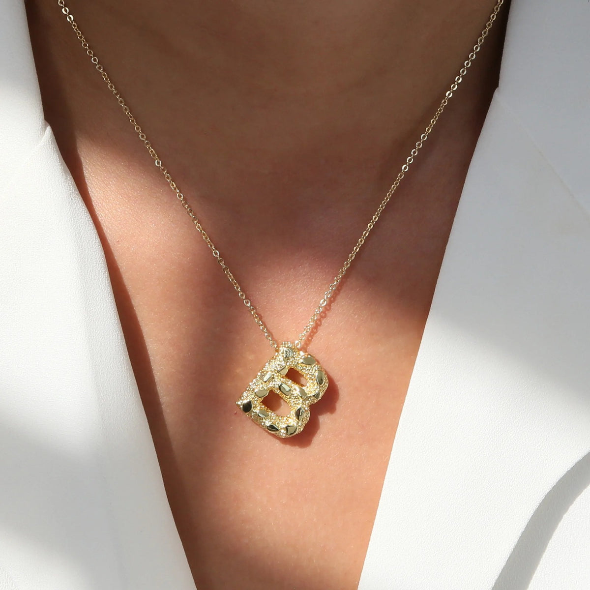 Micro Pave Initial Pendant Necklace