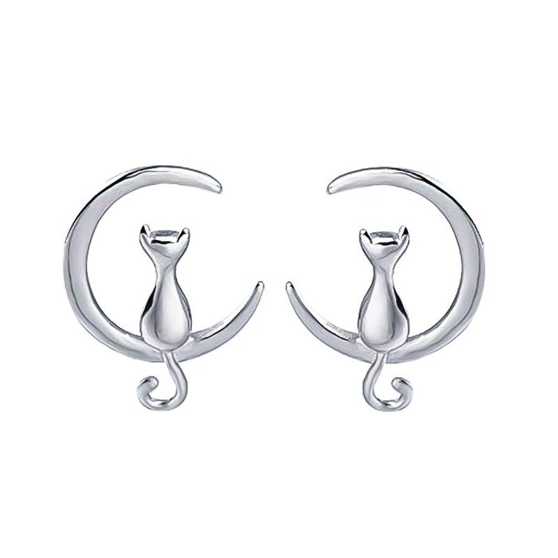 Peach Zircon Cat Stud Earrings