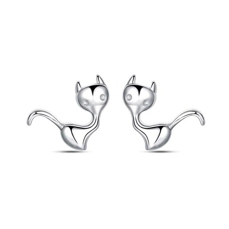 Peach Zircon Cat Stud Earrings