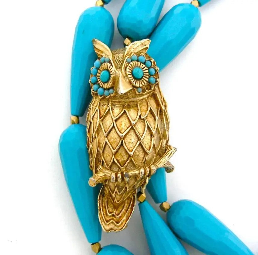 Turquoise Owl Statement Necklace